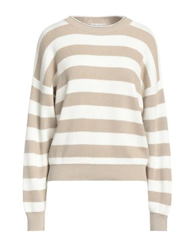 Brunello Cucinelli Woman Sweater Khaki Size Xxs Cotton, Brass In Beige