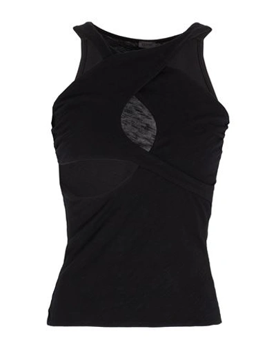 8 By Yoox Jersey Asymmetrical Cut-outs Tank Top Woman Top Black Size Xxl Organic Cotton