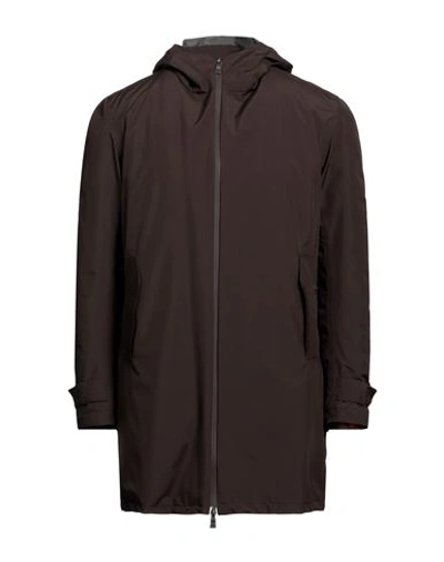 Herno Man Jacket Dark Brown Size 40 Polyester, Polyamide