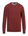 Roberto Collina Man Sweater Brick Red Size 42 Cotton