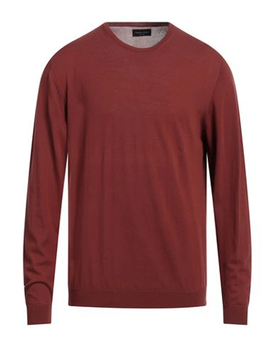 Roberto Collina Man Sweater Brick Red Size 42 Cotton