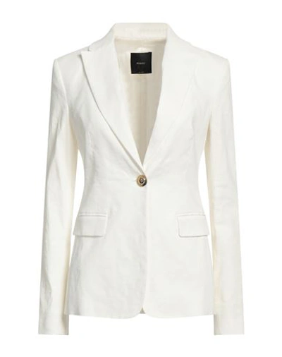 Pinko Woman Blazer White Size 6 Linen, Viscose, Elastane