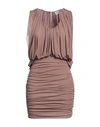 Saint Laurent Woman Mini Dress Light Brown Size 6 Cupro In Multicolor