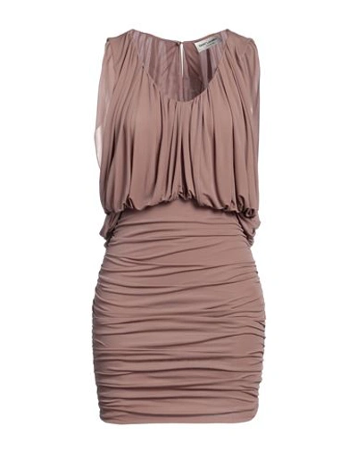 Saint Laurent Woman Mini Dress Light Brown Size 6 Cupro In Beige