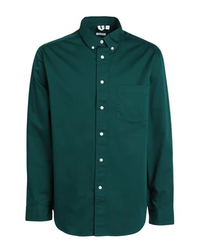 Arket Man Shirt Dark Green Size 44 Cotton