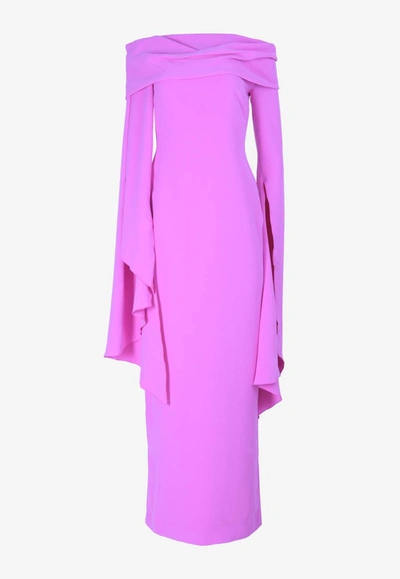 Solace London Arden Off-shoulder Maxi Dress In Pink