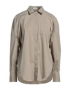 Brunello Cucinelli Woman Shirt Khaki Size L Cotton, Polyamide, Elastane, Brass In Beige