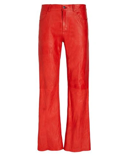 8 By Yoox Cracked Leather Flare Pants Man Pants Red Size 38 Lambskin