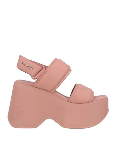 Vic Matie Vic Matiē Woman Sandals Antique Rose Size 8 Soft Leather In Pink