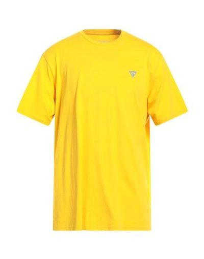 Guess Man T-shirt Yellow Size Xxl Organic Cotton