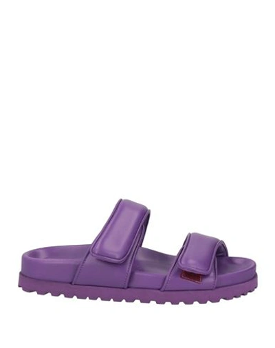 Gia Borghini Woman Sandals Purple Size 11 Soft Leather In Purple