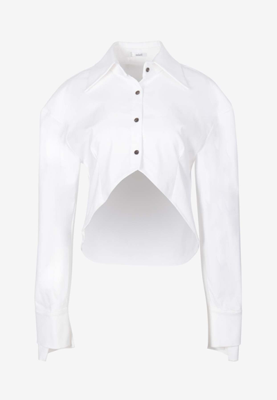 Aaizél Asymmetric Long-sleeved Cropped Shirt In White