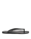 BRUNELLO CUCINELLI BRUNELLO CUCINELLI WOMAN THONG SANDAL BLACK SIZE 7 LEATHER, TEXTILE FIBERS