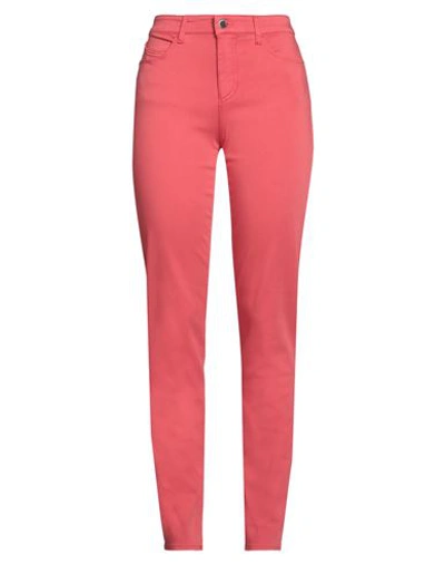 Emporio Armani Woman Pants Coral Size 30 Cotton, Lyocell, Polyester, Elastane In Red