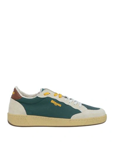 Blauer Man Sneakers Dark Green Size 8 Leather, Textile Fibers