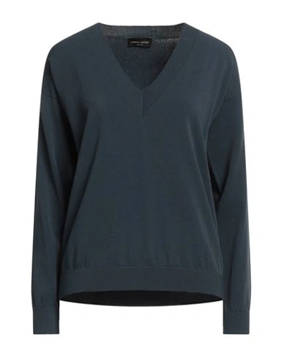 Roberto Collina Woman Sweater Navy Blue Size L Viscose, Polyester In Navy Blue