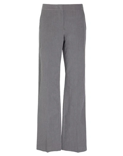 8 By Yoox Straight-leg Formal Pants Woman Pants Grey Size 12 Cotton, Elastane