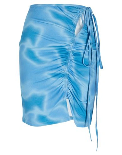 8 By Yoox Tie-dye Printed Jersey W/ Asymmetrical Gatehring & Cut-outs Mini Skirt Woman Mini Skirt Az In Blue