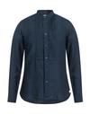 Tintoria Mattei 954 Man Shirt Navy Blue Size 15 Linen