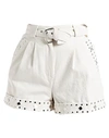 Twinset Woman Denim Shorts Ivory Size 6 Cotton, Polyester In White