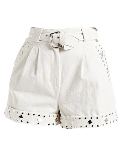 Twinset Woman Denim Shorts Ivory Size 6 Cotton, Polyester In White