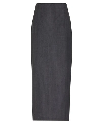 8 By Yoox Column Long Skirt W/ Back Split Woman Maxi Skirt Steel Grey Size 10 Virgin Wool, Polyester