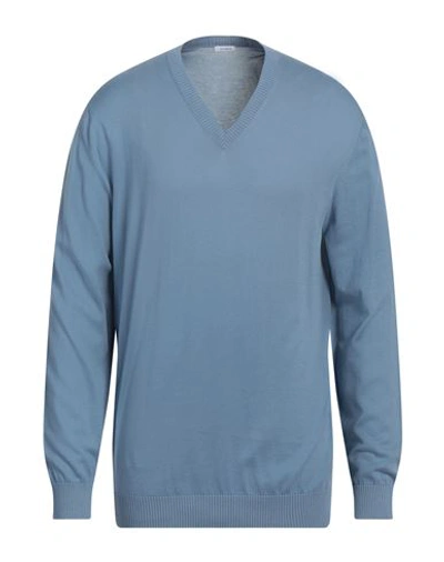 Malo Man Sweater Slate Blue Size 48 Cotton In Blue