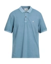 Dondup Man Polo Shirt Light Blue Size Xl Cotton, Elastane