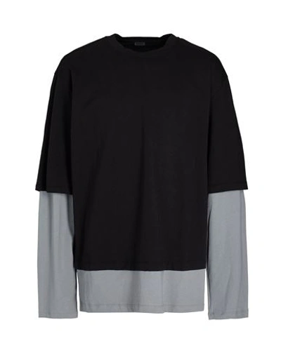 8 By Yoox Organic Cotton Double Long Sleeves Tee Man T-shirt Black Size Xxl Organic Cotton