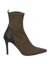 Marian Woman Ankle Boots Military Green Size 10 Leather, Textile Fibers