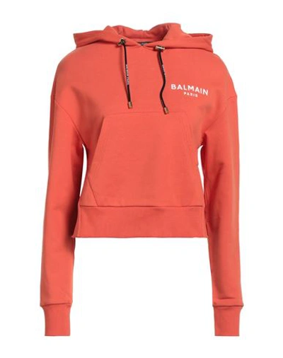 Balmain Woman Sweatshirt Orange Size Xxs Cotton