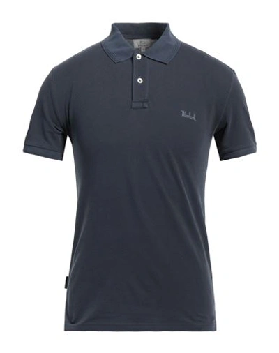 Woolrich Man Polo Shirt Slate Blue Size S Cotton, Elastane In Blue