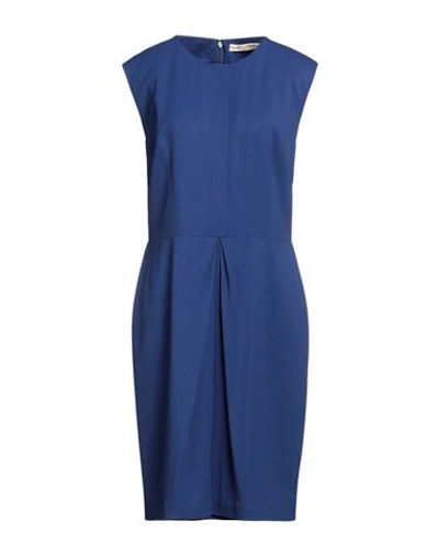 Etro Woman Midi Dress Navy Blue Size 12 Acetate, Viscose, Elastane