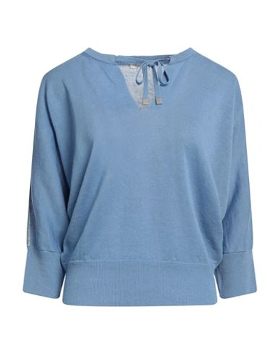 Peserico Woman Sweater Light Blue Size 4 Linen, Cotton In Blue