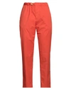 White Sand Woman Pants Orange Size 0 Cotton, Elastane