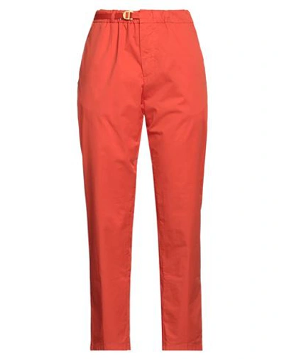 White Sand Woman Pants Orange Size 0 Cotton, Elastane