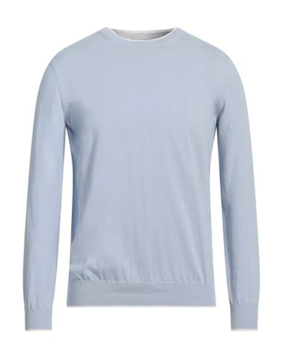 Peserico Man Sweater Sky Blue Size 40 Cotton