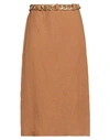 Patrizia Pepe Woman Midi Skirt Brown Size 6 Viscose, Linen