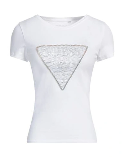 Guess Woman T-shirt White Size S Cotton, Elastane