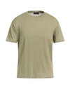 Roberto Collina Man T-shirt Military Green Size 38 Linen, Elastane