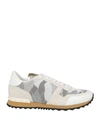 Valentino Men's Rockrunner Camo-print Mesh Runner Sneakers In Grey