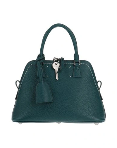 Maison Margiela Woman Handbag Deep Jade Size - Leather, Textile Fibers In Green