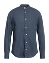 Eleventy Man Shirt Navy Blue Size 16 Cotton