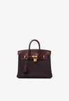 HERMES BIRKIN 25 TOUCH IN ROUGE SELLIER TOGO AND BOURGOGNE MATTE ALLIGATOR WITH GOLD HARDWARE