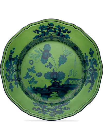Ginori 1735 Green Oriente Italiano Porcelain Dinner Plates Set