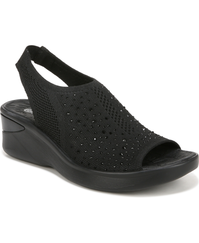 Bzees Sicily Bright Washable Slingback Wedge Sandals In Black