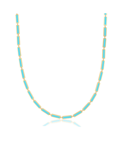 The Lovery Mother Of Pearl Bar Necklace In Turquoise,aqua