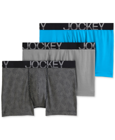 Jockey Activestretch 4" Boxer Brief In Extra Truquoise,z Stripe,pebble