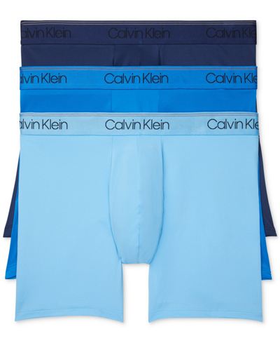 Calvin Klein Men's 3-pack Microfiber Stretch Boxer Briefs Underwear In Navy,artesian,paradise