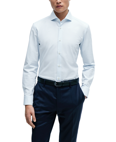 Hugo Boss Boss By  Men's Easy-iron Structured Slim-fit Shirt In Light,pastel Blue